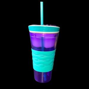Snackeez Travel Snack & Drink Cup with Straw, Purple